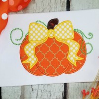 Pumpkin with Ribbon Machine Applique Design for Fall